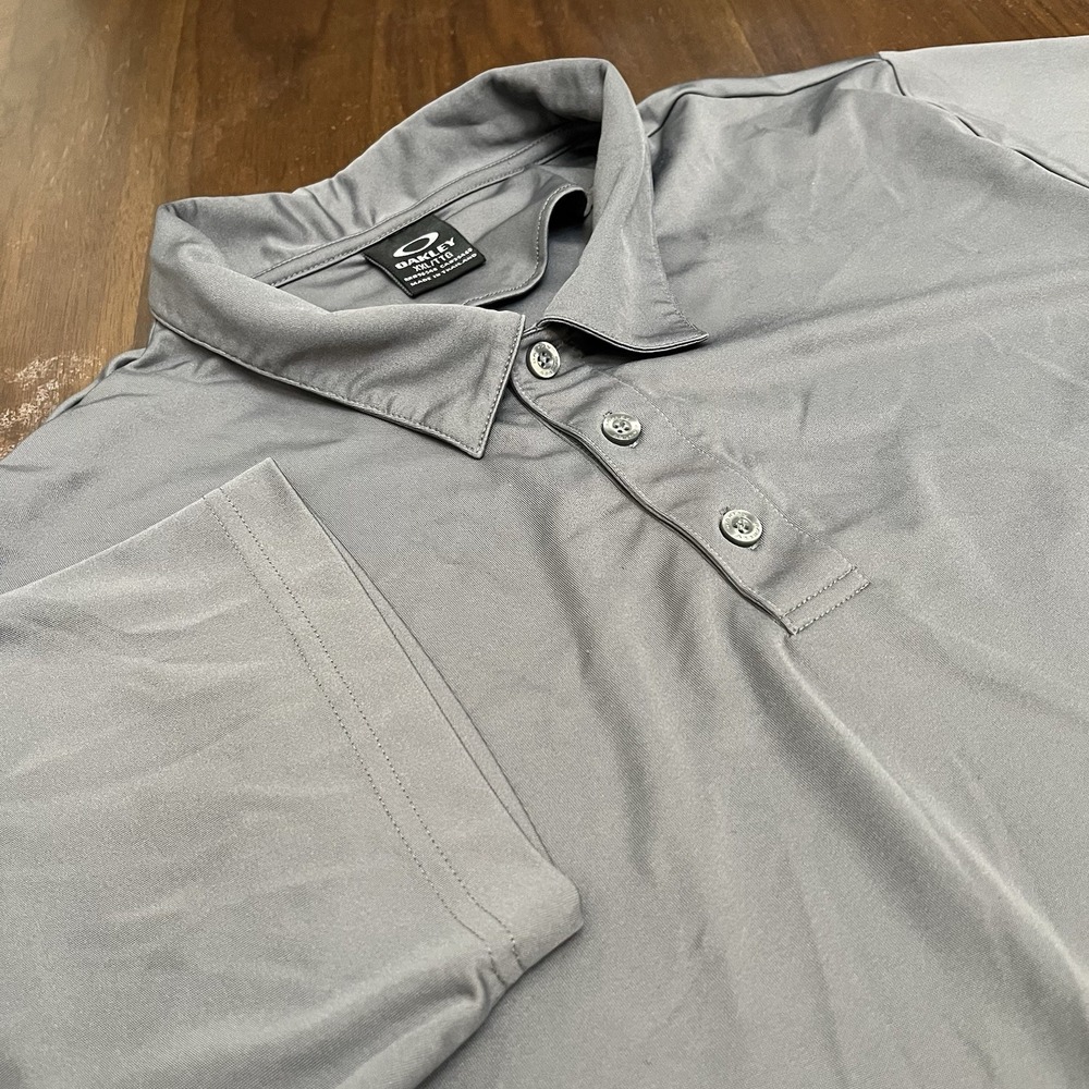 Oakley Men's 2XL Regular Fit Polo Shirt Gray Short Sleeve Performance Golf
